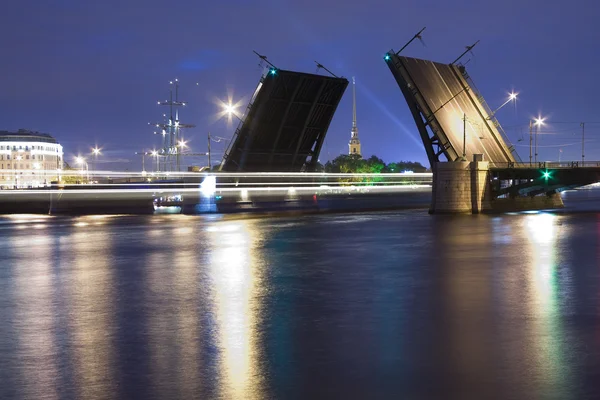 Dessiné pont Birzhevoy à Saint-Pétersbourg — Photo