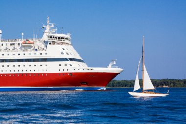 cruise gemisi denizde yüzüyor.