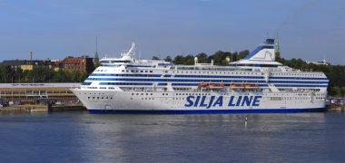 Helsinki, Finlandiya-Haziran 26: feribot silja line Helsinki şehir demirleme, demirli