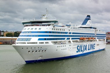 Helsinki, Finlandiya-Temmuz 22: feribot silja line Helsinki şehir demirleme, demirli