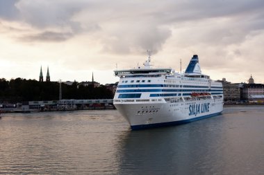 Helsinki, Finlandiya-Eylül 27: feribot silja line Helsinki şehir demirleme, demirli