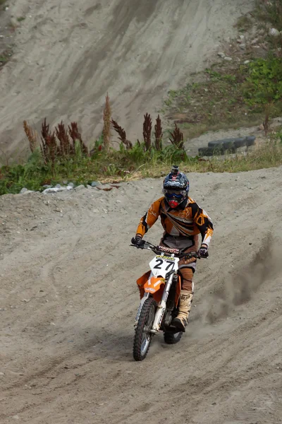 2013 Kirovsk Russia Augight Races Compets Motorcycle Cross Country Terrain — 스톡 사진