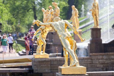 Peterhof, Rusya Federasyonu-Mayıs 14: hasta çağlayan Parkı o çeşme
