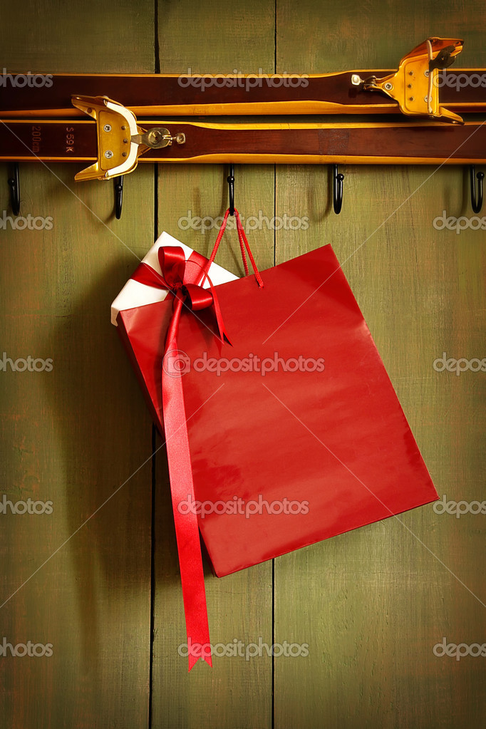 Red shopping bag hanging on hook Stock Photo by ©Sandralise 16885553