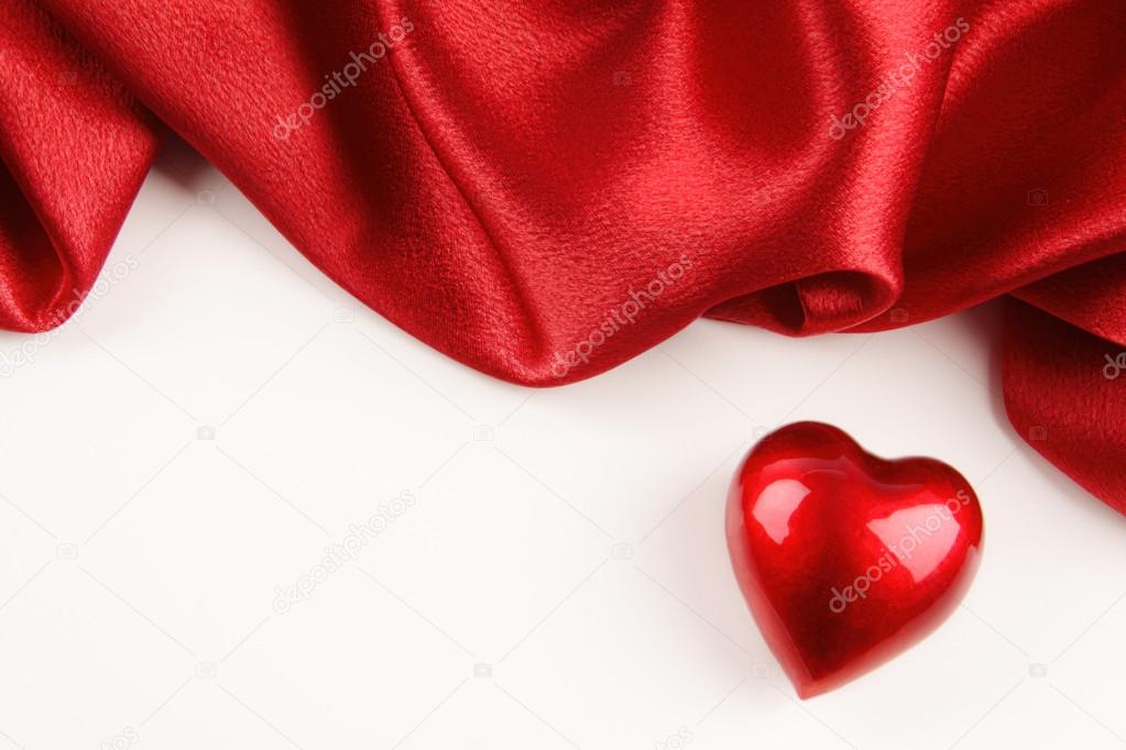 Valentine heart with red silk
