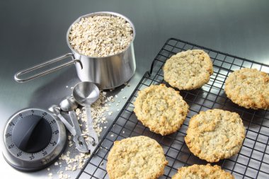 Oatmeal cookies on cooling rack clipart