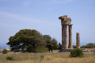 sütunları olan antik Yunan tapınağı kalıntıları