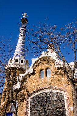 renkli mozaik park guell Barselona, İspanya, Bina