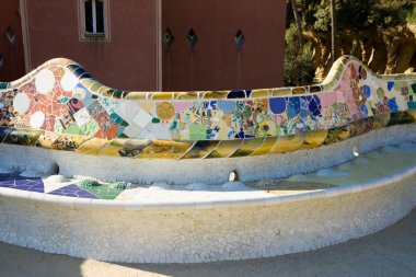 renkli mozaik park guell Barselona, İspanya, Bina