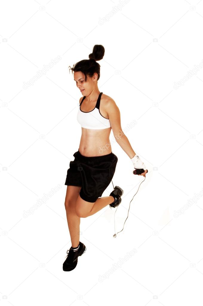 Girl jumping with rope.