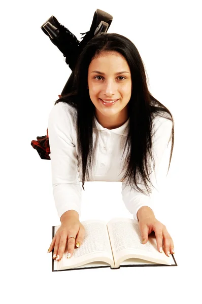 Schoolgirl reading. — Stock Photo, Image