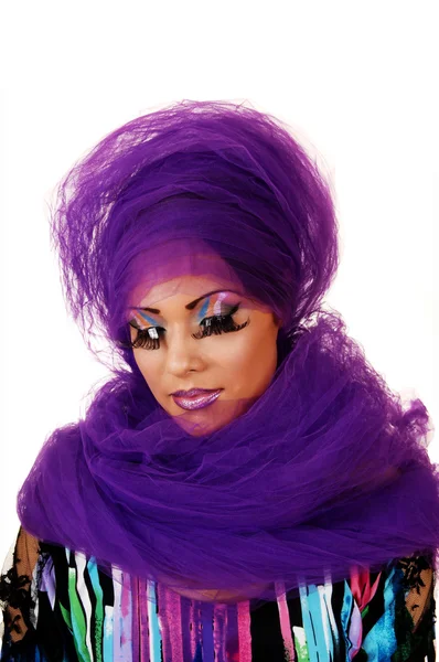 紫ツイルを持つ女性. — ストック写真