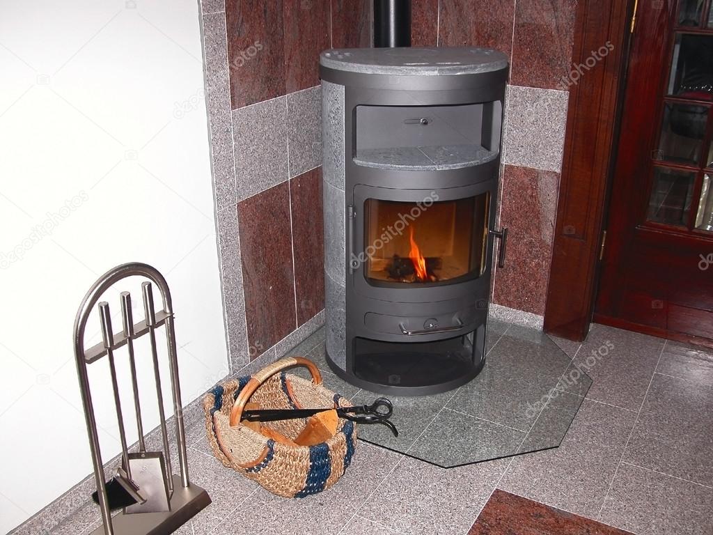 Modern wood stove.
