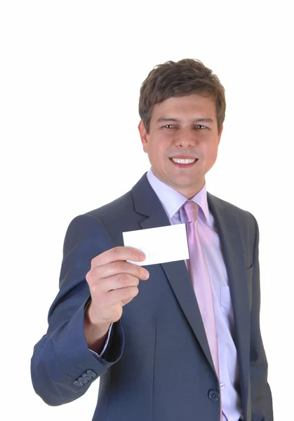 Man showing business card. — Stock Photo, Image