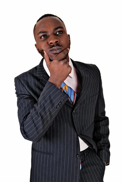 Black man thinking hard. — Stock Photo, Image