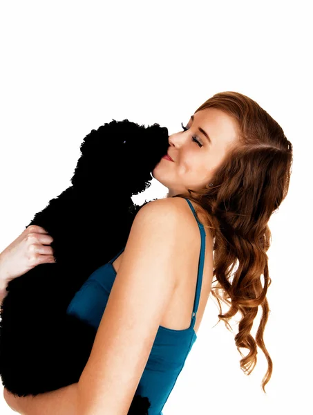 Flicka med sin hund. — Stockfoto