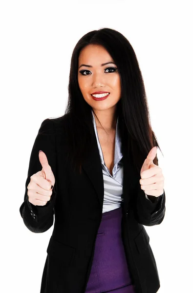 Business woman with thump up. — Stock Photo, Image