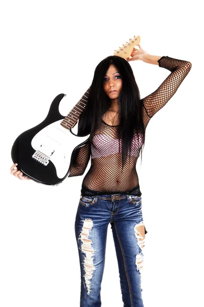 Flicka med gitarr. — Stockfoto