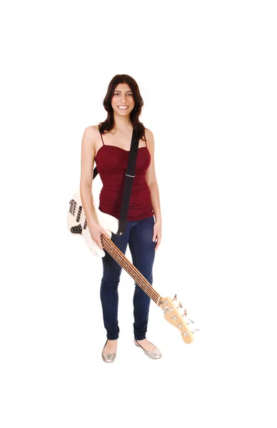 Woman holding her guitar. — Stock Photo, Image