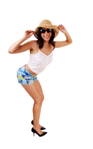 Slim woman in shorts. — Stock Photo, Image