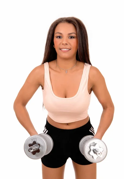 Woman lifting dumbbell's. — Stock Photo, Image