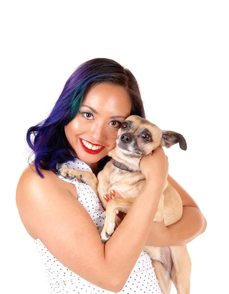 Retrato de menina com cão . — Fotografia de Stock