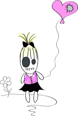 yamalı kalp balon ile Sad ölü kız