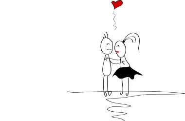 mutlu doodle çift aşık
