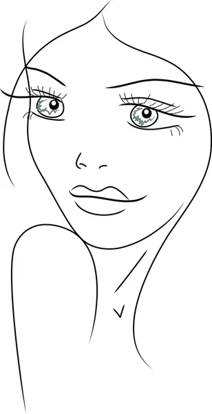 Söt line art girl — Stock vektor