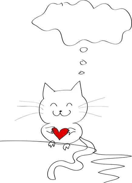 Cute kitten in love — Stock Vector