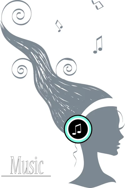 Силуэт музыкальной девушки — стоковый вектор