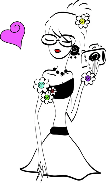 bir kamera ile fotoğrafçı kız