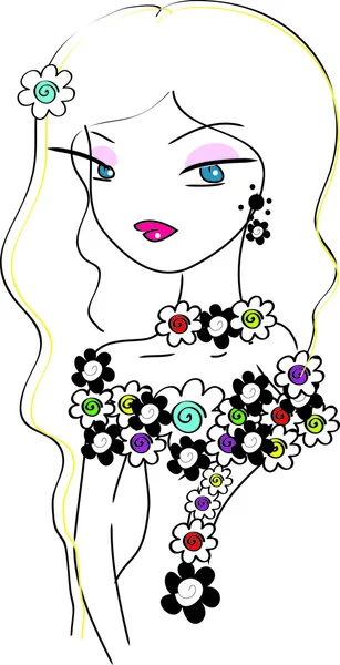 Mignon élégant fille florale — Image vectorielle
