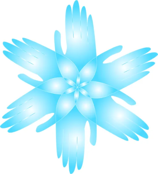 花の形、結束または接続の概念形成の手で抽象的なロゴ — ストックベクタ
