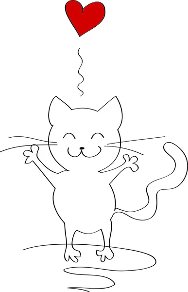 Gatito feliz enamorado — Vector de stock