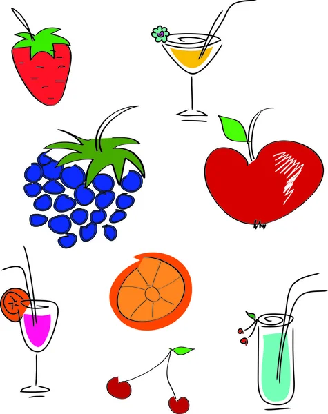 Fruit and drinks — Stock Vector