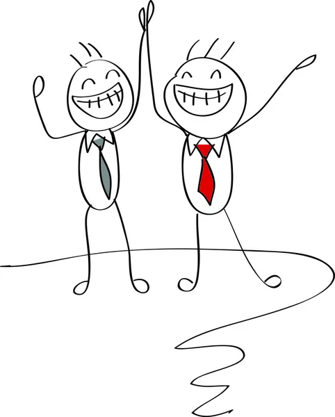 Businessmen celebrating a success giving each other a high five — Stock Vector