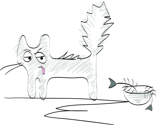 komik kedi gıda ile mutlu doodle