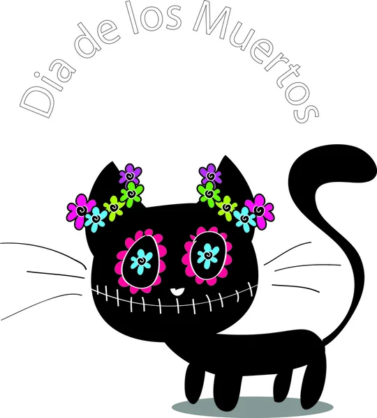 çiçeklerle süslü şirin siyah yavru kedi