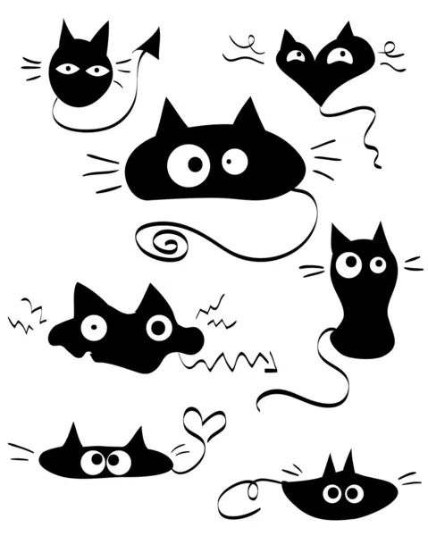 一連の面白いし、かわいい猫を落書き — ストックベクタ