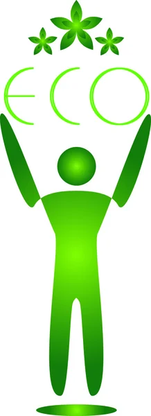 Figura umana verde in possesso di parola Eco — Vettoriale Stock