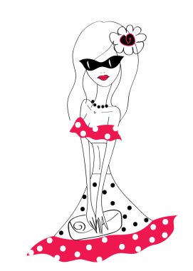 puantiyeli elbise kız güzel