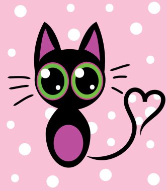 kalp ile şirin kedi yavrusu kuyruk şeklinde