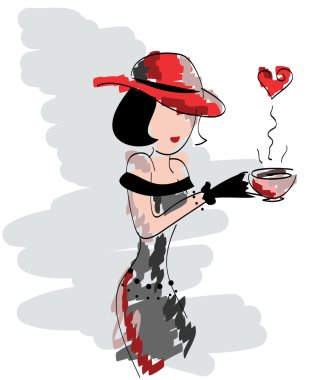 Kahve ya da çay'nın Retro kızla