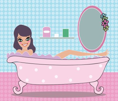 mutlu kız alma banyo