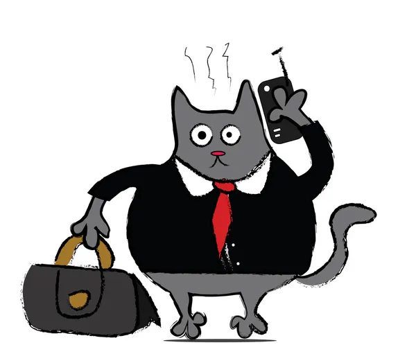 Divertido dibujos animados hombre de negocios gato — Vector de stock