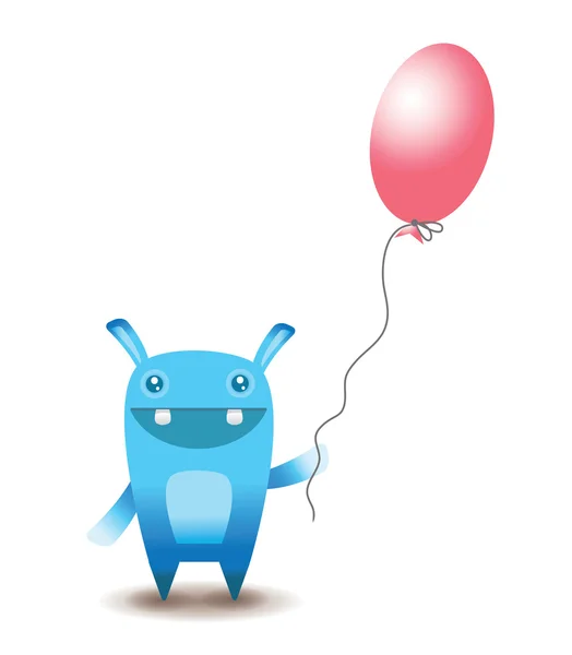 Funny glad monster med ballong — Stock vektor