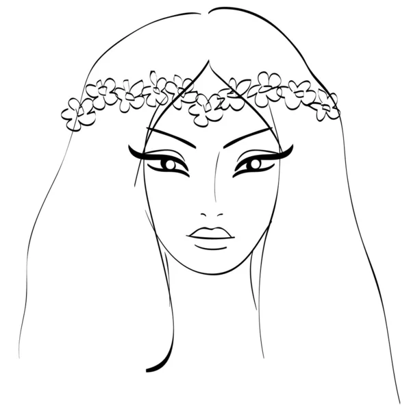 Belle fille portant une couronne florale — Image vectorielle