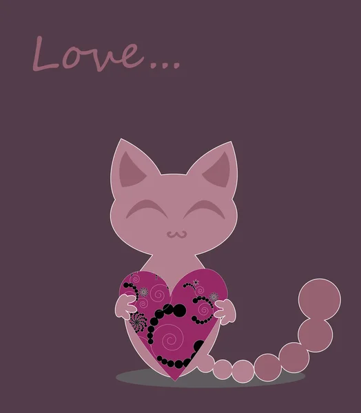 Chaton mignon avec coeur — Image vectorielle