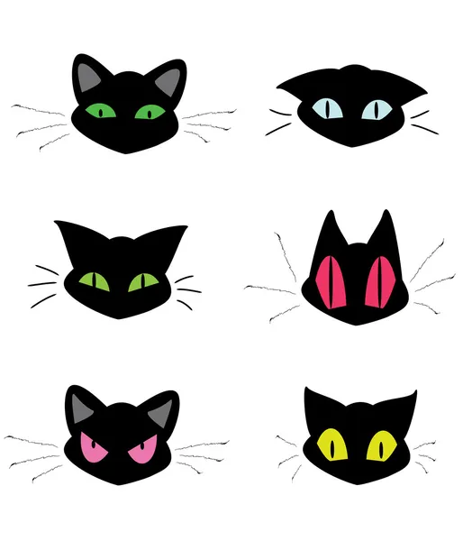 Ensemble d'icônes tête de chat — Image vectorielle